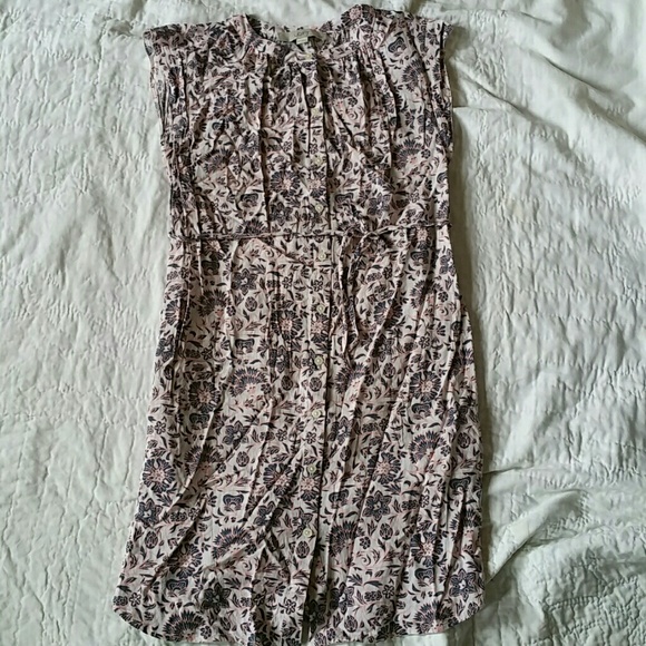 Loft Pink and Grey Flutter Sleeve Shirtdress - Picture 3 of 6